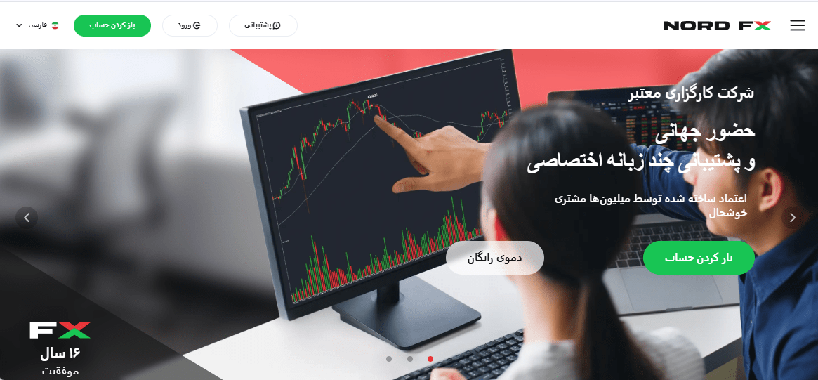 تصویر وبسایت اصلی بروکر نورد اف ایکس